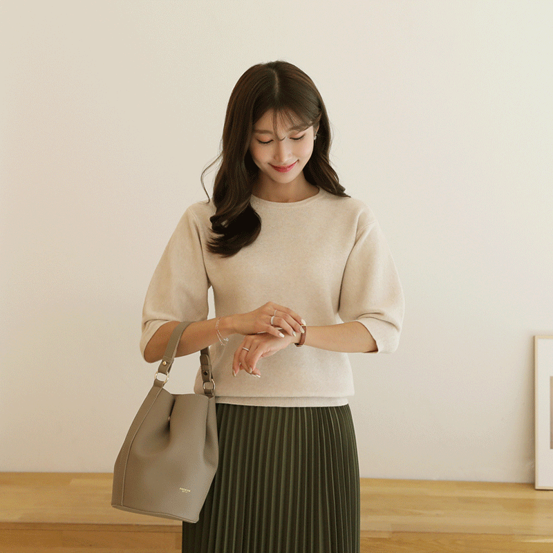 clicknfunny - 클릭앤퍼니 - 마멜린 퍼프니트♡韓國女裝上衣
