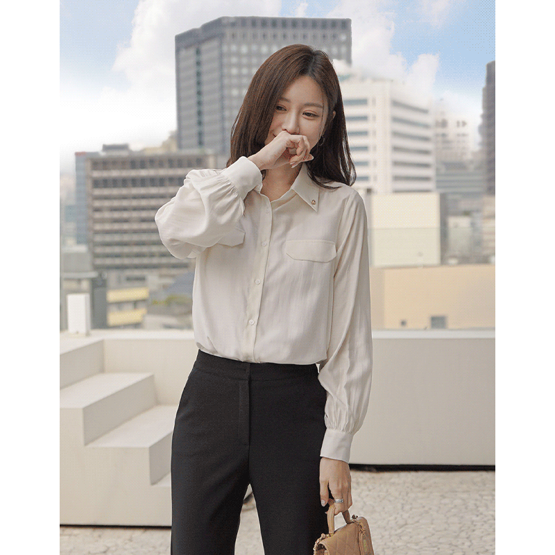 clicknfunny - 클릭앤퍼니 - 딧엔펜던트 카라블라우스♡韓國女裝上衣
