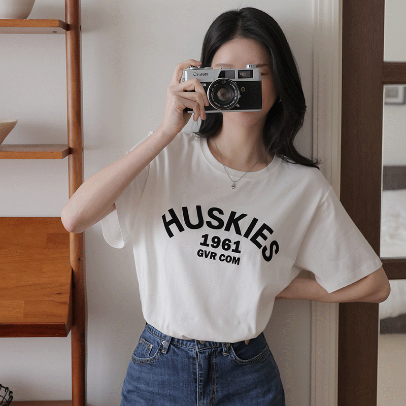 clicknfunny - 클릭앤퍼니 - 허스킷 레터링티셔츠♡韓國女裝上衣