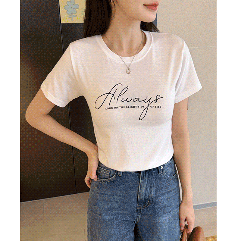 clicknfunny - 클릭앤퍼니 - 캐일딧 레터링티셔츠♡韓國女裝上衣