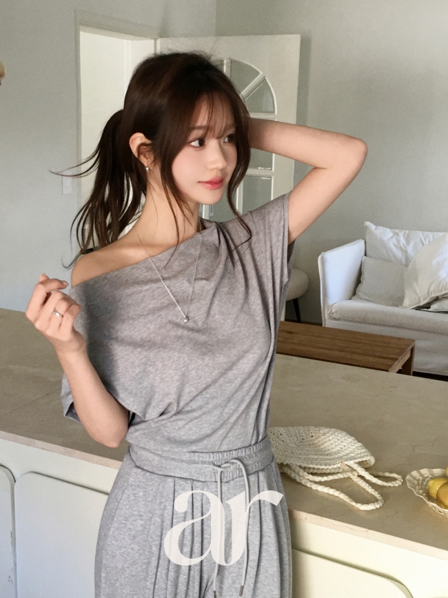 attrangs - 아뜨랑스 - (드레이프티팬츠/투피스세트/활용도굿) 메린 드레이프 캡소매 티셔츠 올밴딩 와이드 팬츠 투피스 세트♡韓國女裝外套