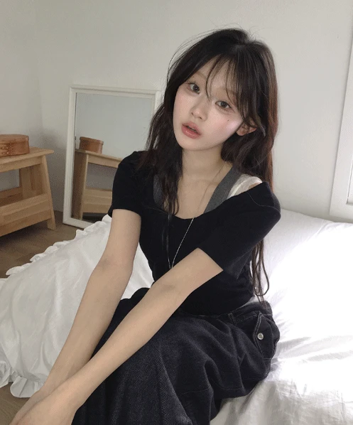 minipoe - [나시티셔츠set/잘록핏] 코로 레이어드 탑 세트 (5color)♡韓國女裝上衣