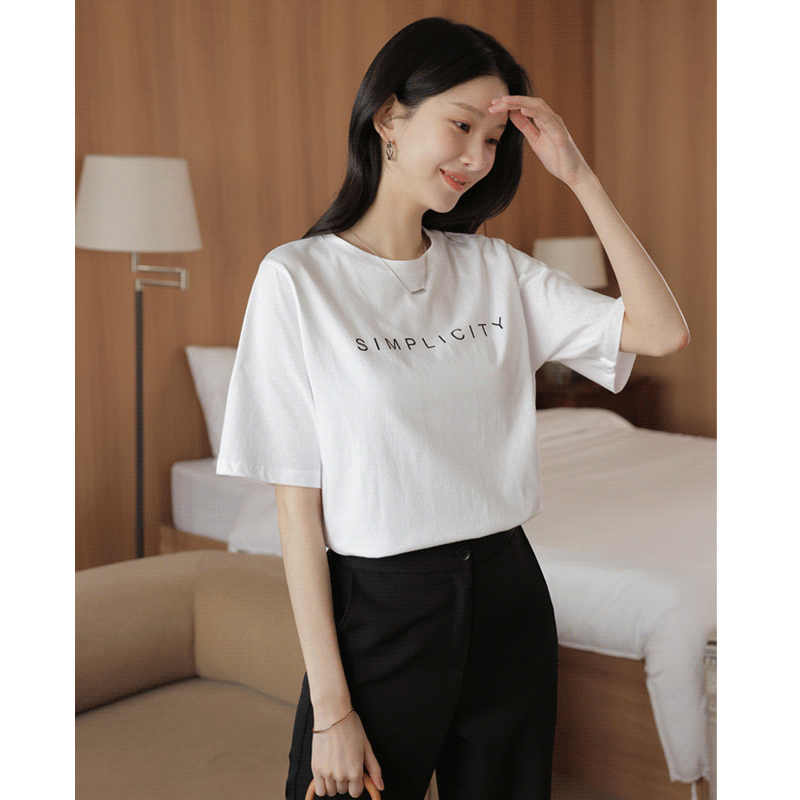 clicknfunny - 클릭앤퍼니 - 더심플 레터링티셔츠♡韓國女裝上衣