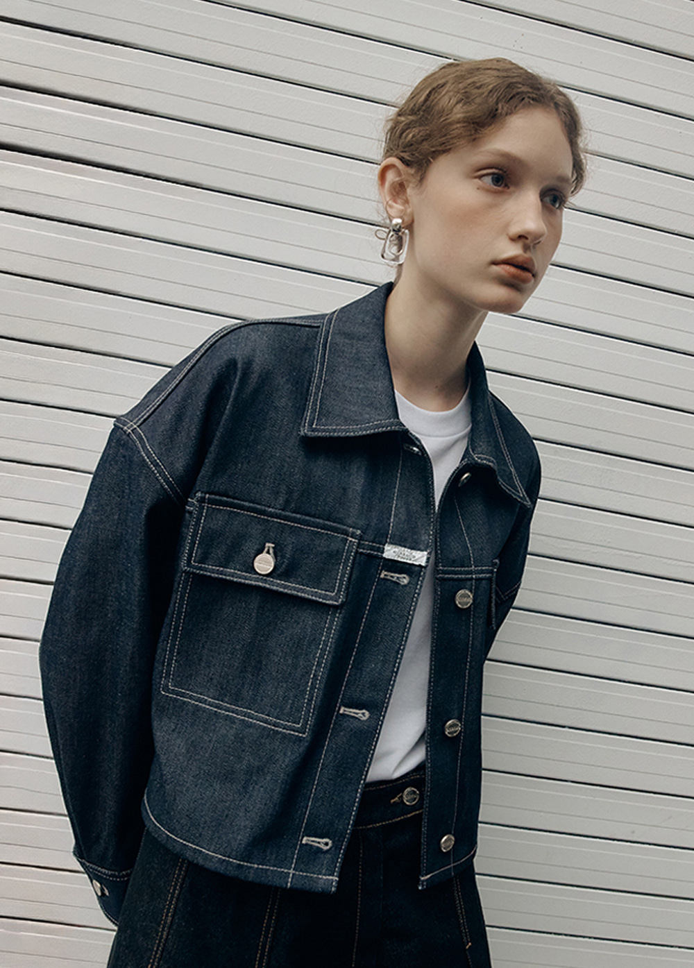 MARITHE FRANCOIS GIRBAUD-W BOSSA SELVAGE DENIM JACKET Dark Blue