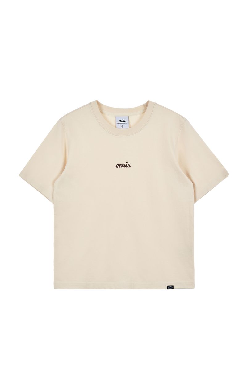【emis】韓国人気★ (WOMENS) EMBOSSING LOGO T-SHIRTS 韓國EMIS - (WOMENS) EMBOSSING LOGO T-SHIRTS-CREAM