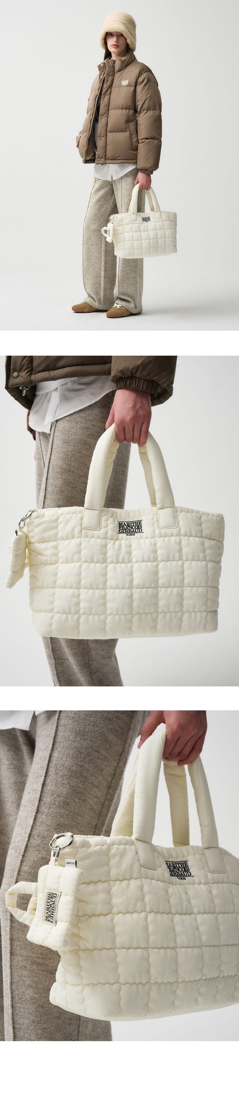 [MARITHE]★24FW★韓国人気★CLASSIC LOGO GLOSSY PADDING BAG 마리떼 프랑소와 저버 클래식 로고 패딩 백 라이트 퍼플